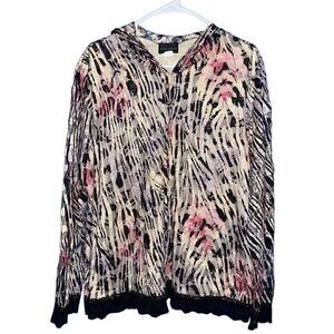 Brittany Black Woman multi-color lace jacket 2 XL‎